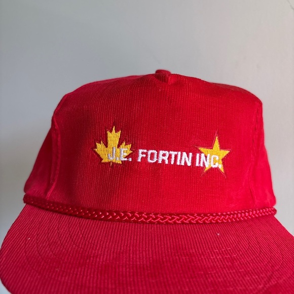 Vintage CORDUROY trucker hat red rope canadian - Picture 2 of 6